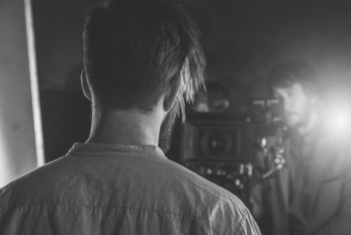 Male actor during filming