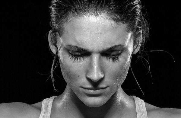 strong women close up focused meditating concept