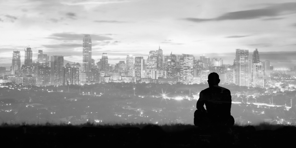 man staring out over city of LA