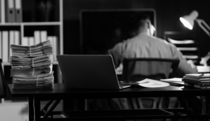 High-functioning man working late at night